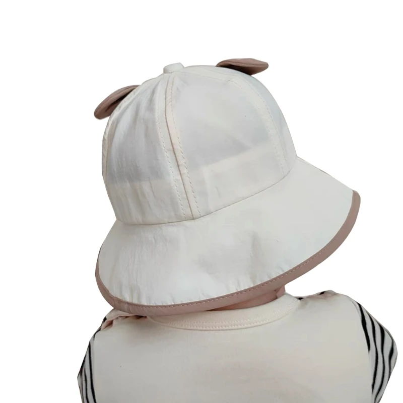 Spring Summer Bucket Caps Quick Drying Baby Sun Basin Hat with Bear Ears 85LE