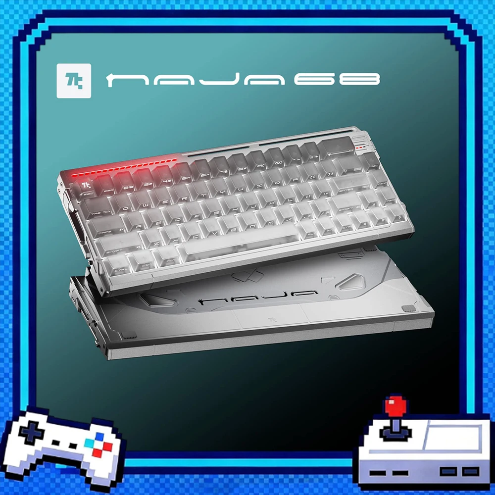 Teclado Mecânico TickType NAJA68 com Interruptor Magnético, Conexão com Fio, 8000Hz, 0.005mmRT, Teclado Gamer em Liga de Alumínio, Acessórios para PC