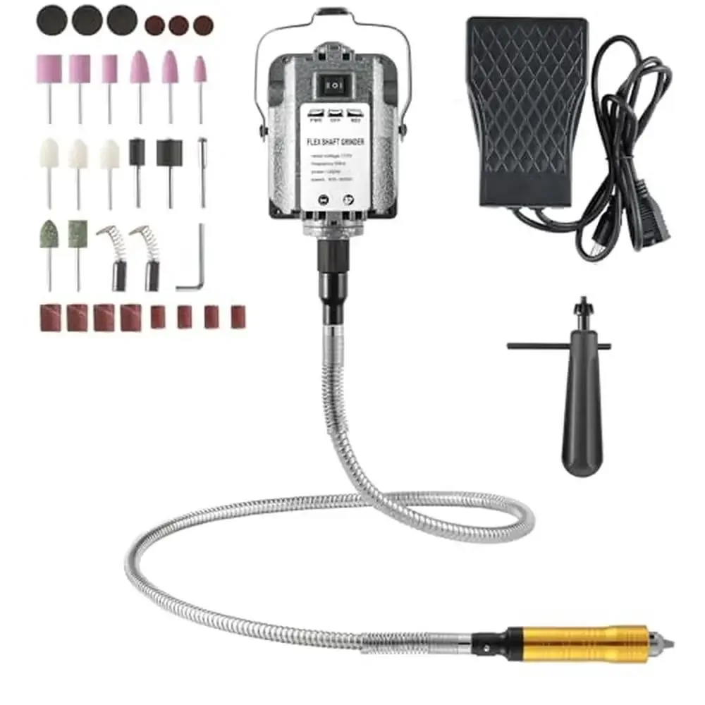 Professional 110V Flex Shaft Rotary Tool High-Powered 30000RPM Grinder with Stepless Speed Control Ideal Cutting Drilling