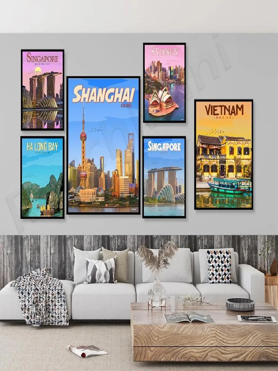 ملصق فني شرقي للسفر Long Bay Hoi An Mui Ne Marina Bay Sydney لتزيين الحائط للمنزل #2