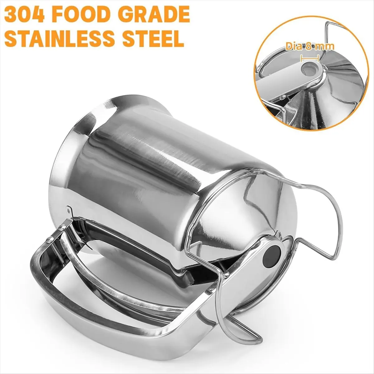 A013 2 in 1 Stainless Steel 800Ml Batter Dispenser with Squeeze Handle, Pancake Pourer Batter Pitcher Mixing Baking Tool