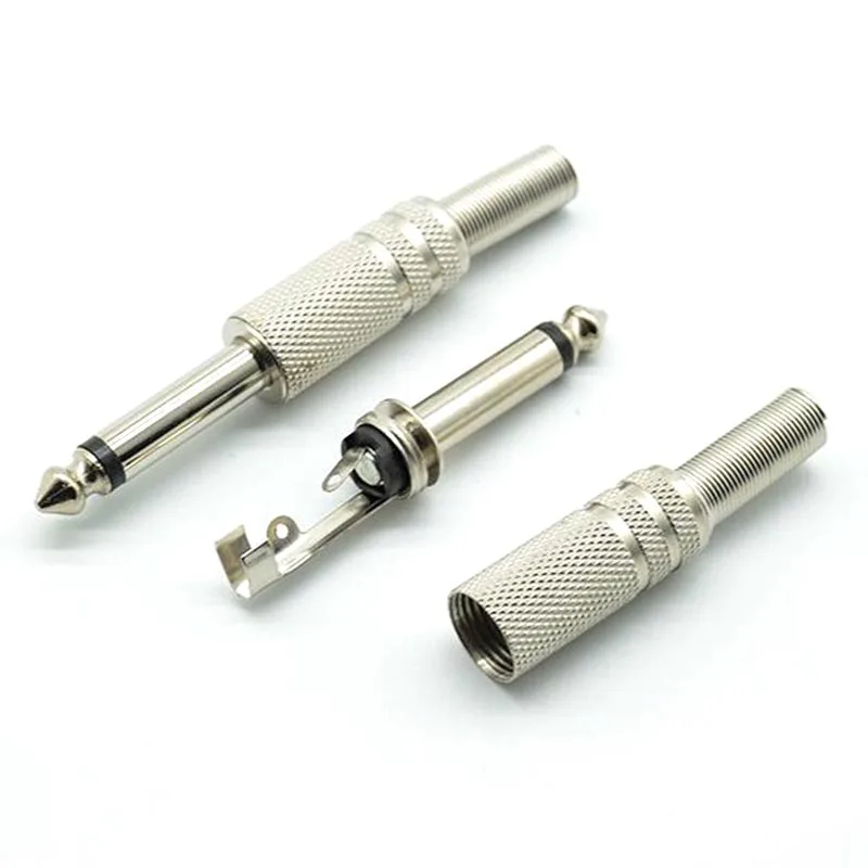 2/10pcs 6.35mm Male Mono channel Amplifier Plug adapter  Connectors Monaural Jack Audio Cable Microphone   accessories plugs