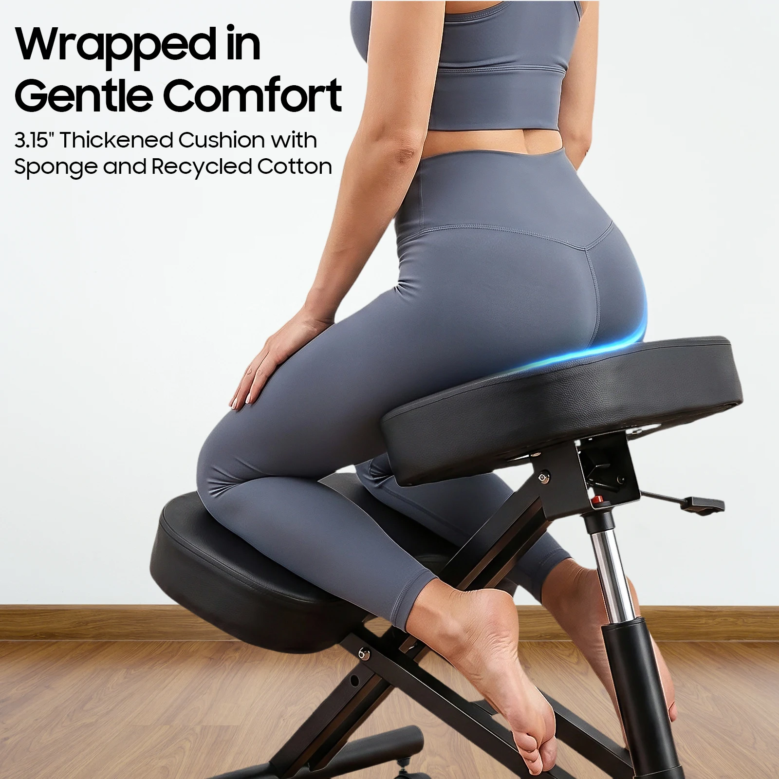 Picture 4: Adjustable Height Ergonomic Kneeling Chair Kneeling Posture Chair Stool for Home and Office Load-bearing Capacity 100kg