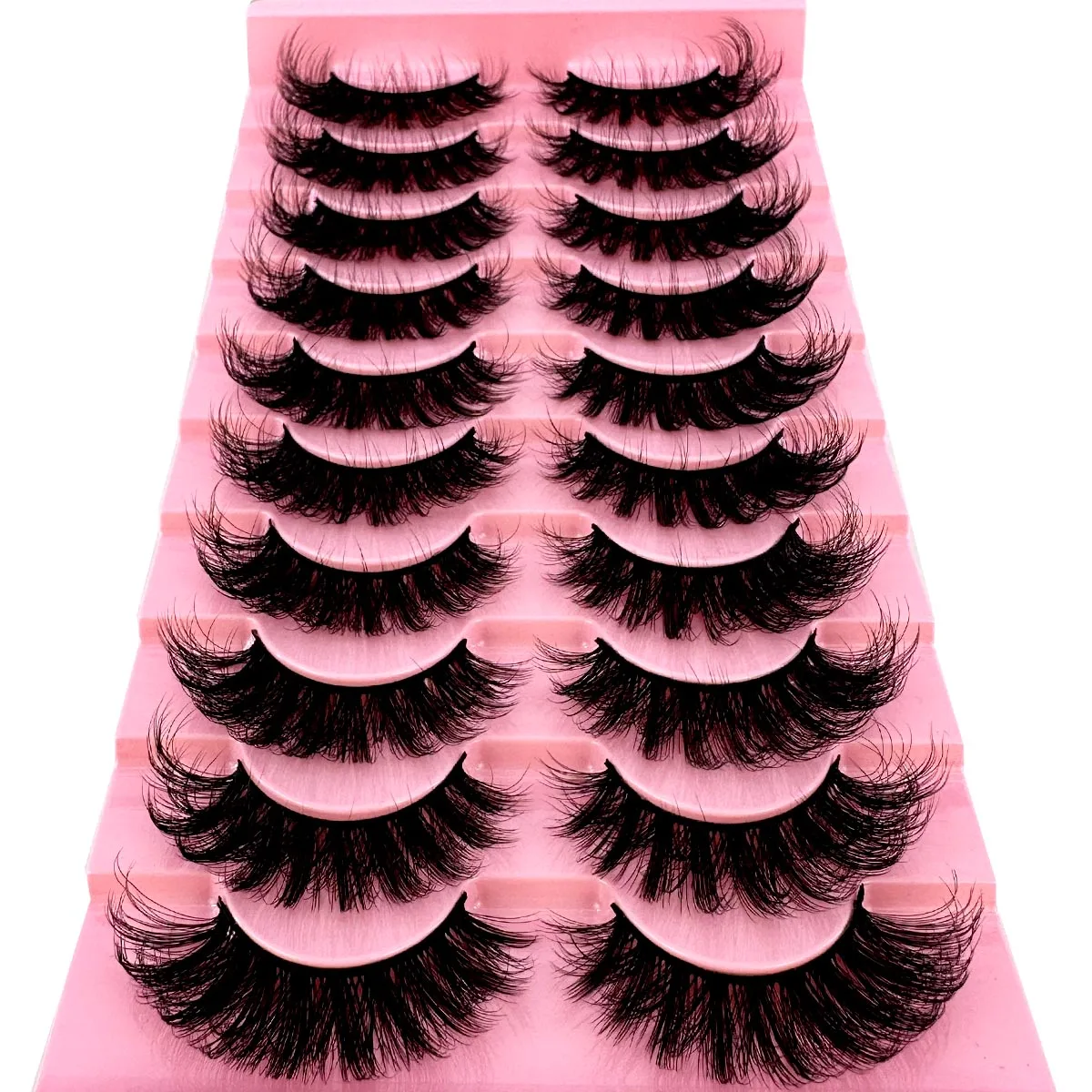 Nieuwe 10 Paar Cat Eye Wimpers Pluizige Faux Mink Wimpers 8d Piekerige Wimpers Pak Dramatische Lange Dikke Volume Wimpers Valse Eyelas