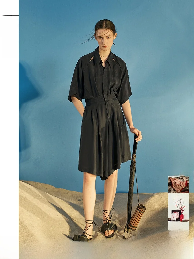 

Faionable Bla ort Jumpsuit Pants Original Design Women's Summer New Arrival Ele Feel High Waist Wide Leg Pants