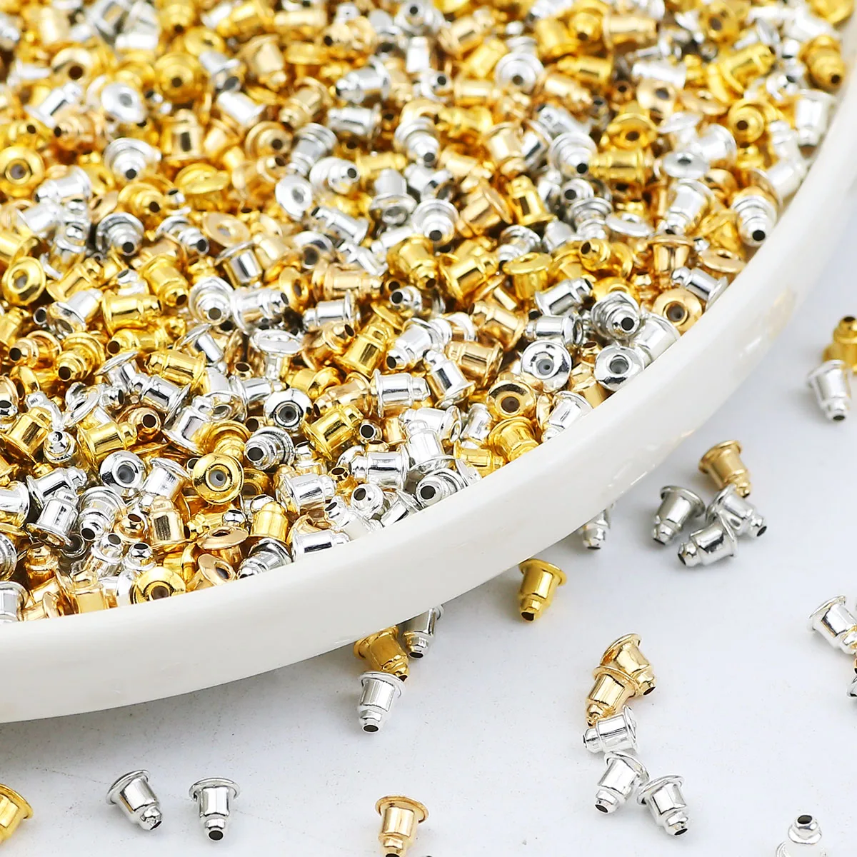 

200pcs 5.5x3.5mm Gold Plated Earring Backs Plug Ear Studs Back Stopper Caps For Earrings,DIY Earring Findings Crafts Jewelry