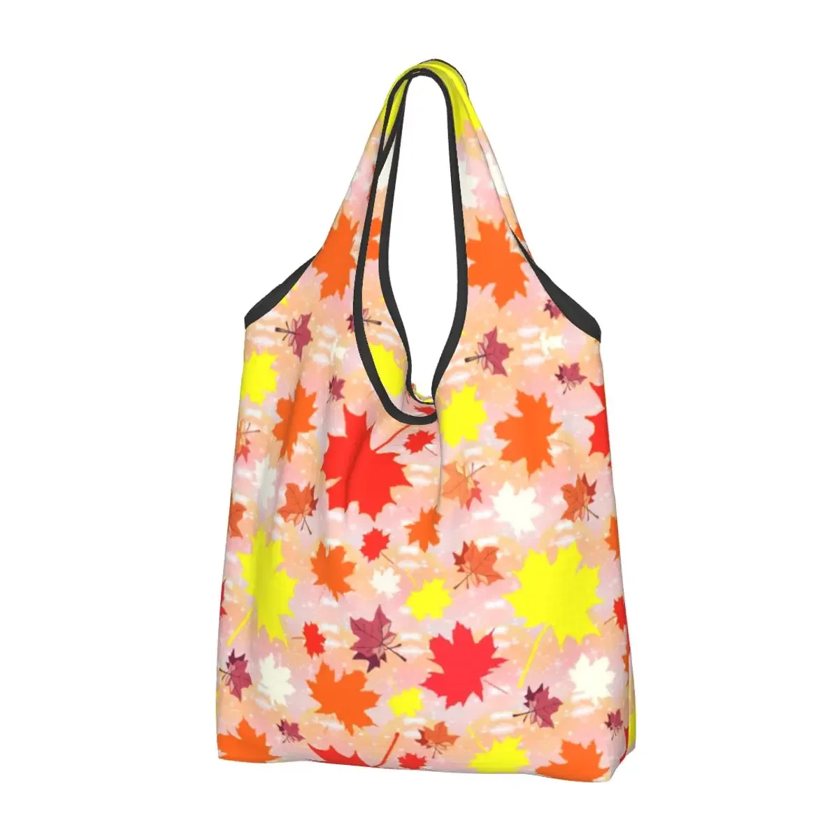 Colorful Maple Leaves Reusable Shopping Grocery Bags Foldable 50LB Weight Capacity Leaf Eco Bag Eco-Friendly Eco-friendly