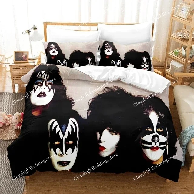 

Kiss Rock Band Music 3D Bedding Set Polyester Duvet Cover Set Pillowcases Quilt Cover Fashion Home Decor Gift Twin King Queen