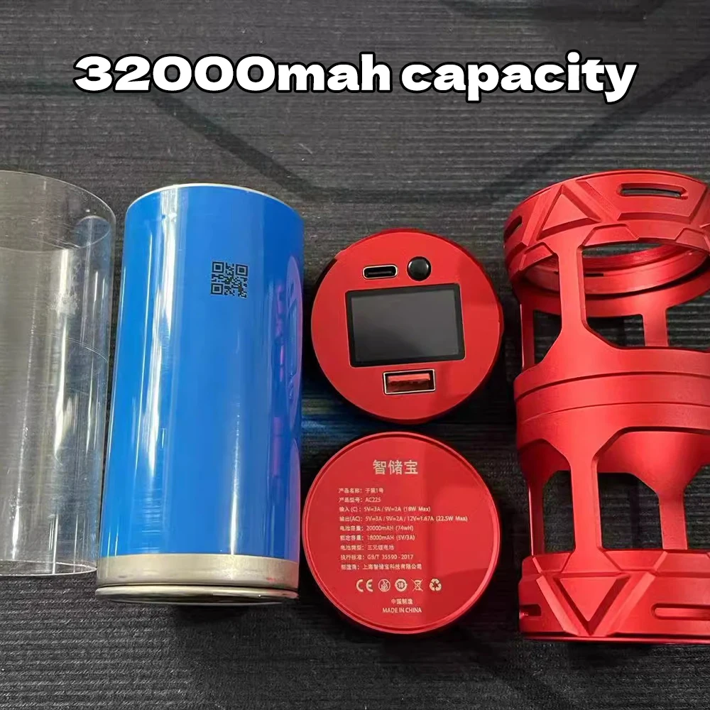 46950 22.5W DIY Color Screen Power Bank Kit Aluminium Shell 32000mah Punk PD2.0 AFC PD3.0 SCP FCP Sfcp PE2.0 Phone Fast Charging