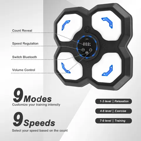 Interaktiv musikboxningsmaskin för vuxna med Bluetooth-anslutning Väggmonterad boxningsmaskin med LED-lampor 12 best sales musikboxningsmaskin - №5