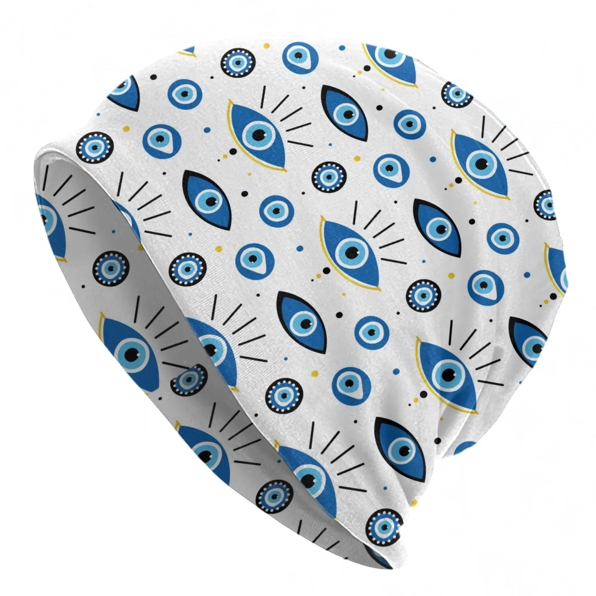 Nazar Evil Eye Lucky Charms Skullies Beanies Hats Turkish Amulets Autumn Winter Unisex Outdoor Caps Warm Head Wrap Bonnet Hats