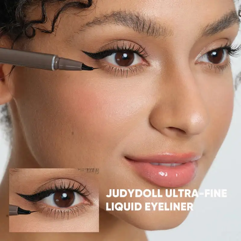Judydoll Delineador de ojos líquido, delineador de ojos líquido ultrafino resistente al agua con fibras suaves y fuertes, a prueba de manchas, de larga duración, delineadores de ojos