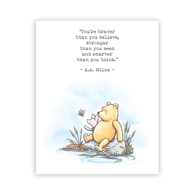 Disney Winnie The Pooh Christopher Robin Poster Print Piglet Eeyore Tigger Cartoon Wall Art Canvas Painting Baby Kids Room Decor