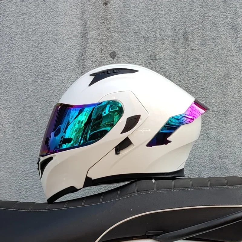 Hochwertiger Dual Lens Flip Up Rennhelm Motorrad helm Punkt zertifiziert casco abierto de moto para hombre