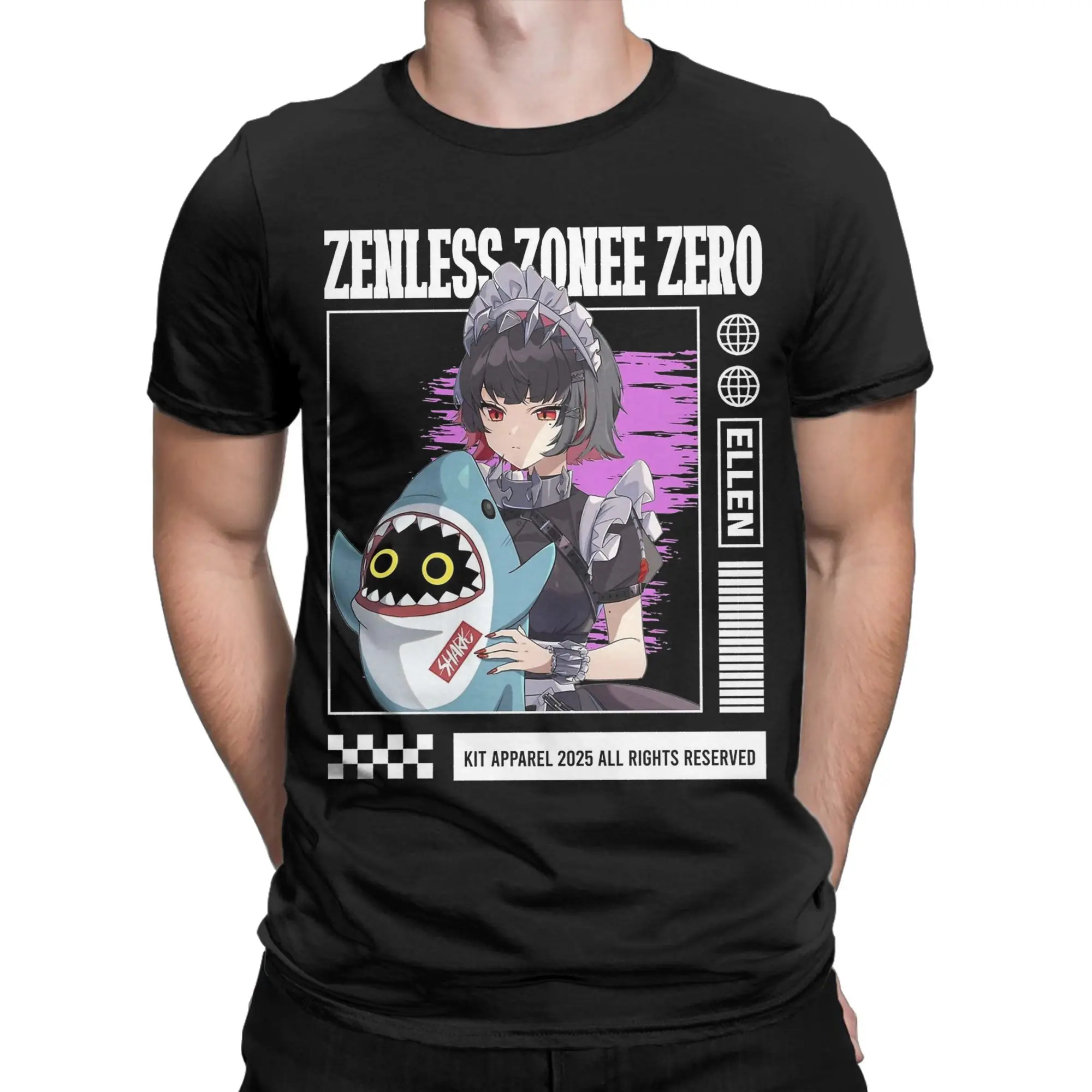 Ellen Joe Zenless Zone Zero T-Shirts Men  Funny Pure Cotton Tee Shirt Round Neck Short Sleeve T Shirts Graphic Printed Tops