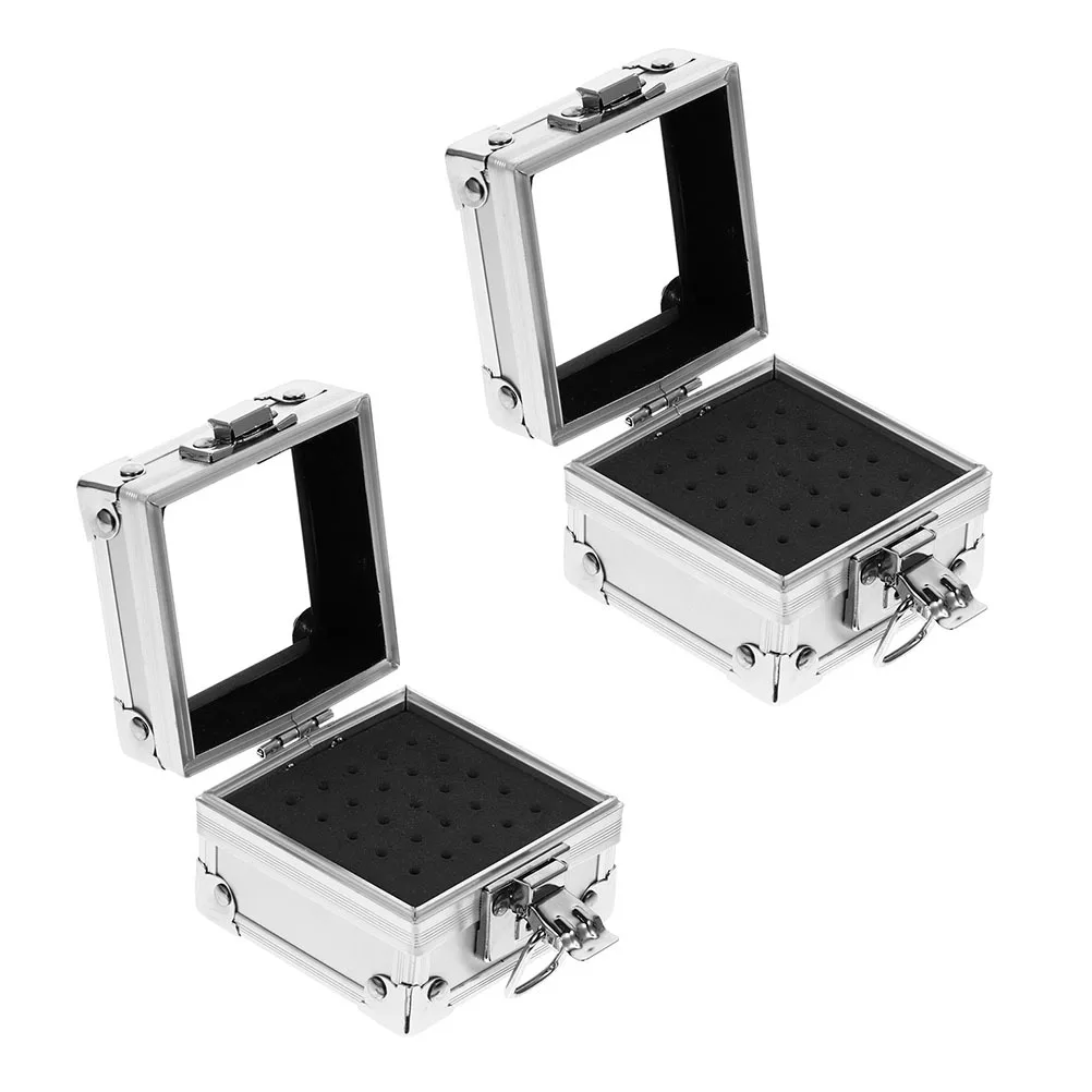 

Набор из 2 шт. органайзеров для насадок для маникюра в алюминиевом кейсе, портативный контейнер для хранения насадок для полировки ногтей, для салонов красоты