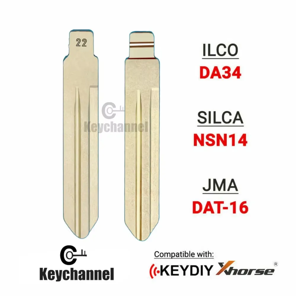 

10pcs Car Flip Key Blade NSN14 KD Key Blank 22# for Nissan Sunny Samsung SM3 Almera Primera X-tail Z350 for KEYDIY Xhorse Remote