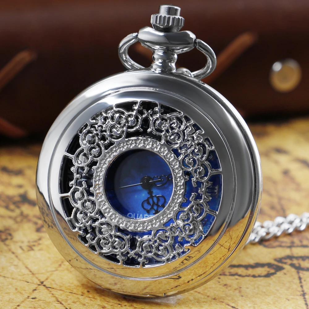 

Silver Hollow Women's Men Pendant Quartz Pocket Watch All Hunter Personalised Vintage Pocket Fob Watch