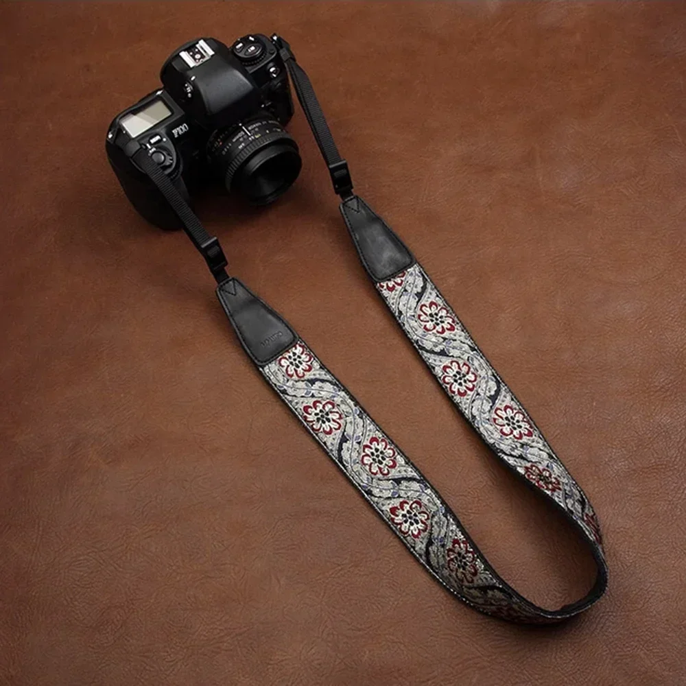 Retro Ethnic Style Embroidered Camera Strap DSLR Micro Single Camera Shoulder Strap Suitable For Fuji For Sony For Canon