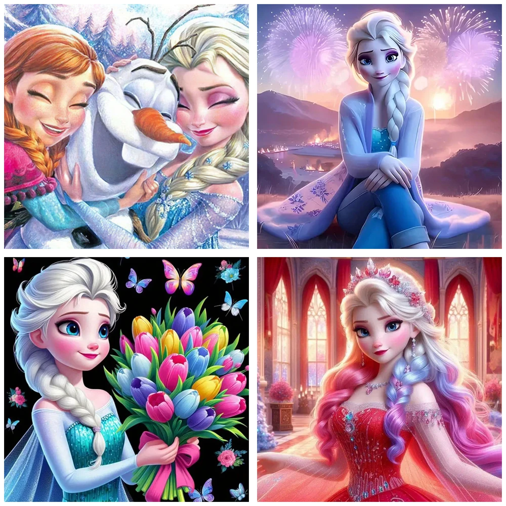 

Disney Painting by Number Kits Anna Elsa Olaf Canvas Fantasy DIY Digital Oil Painting People Artcraft Handpaint Home Decor