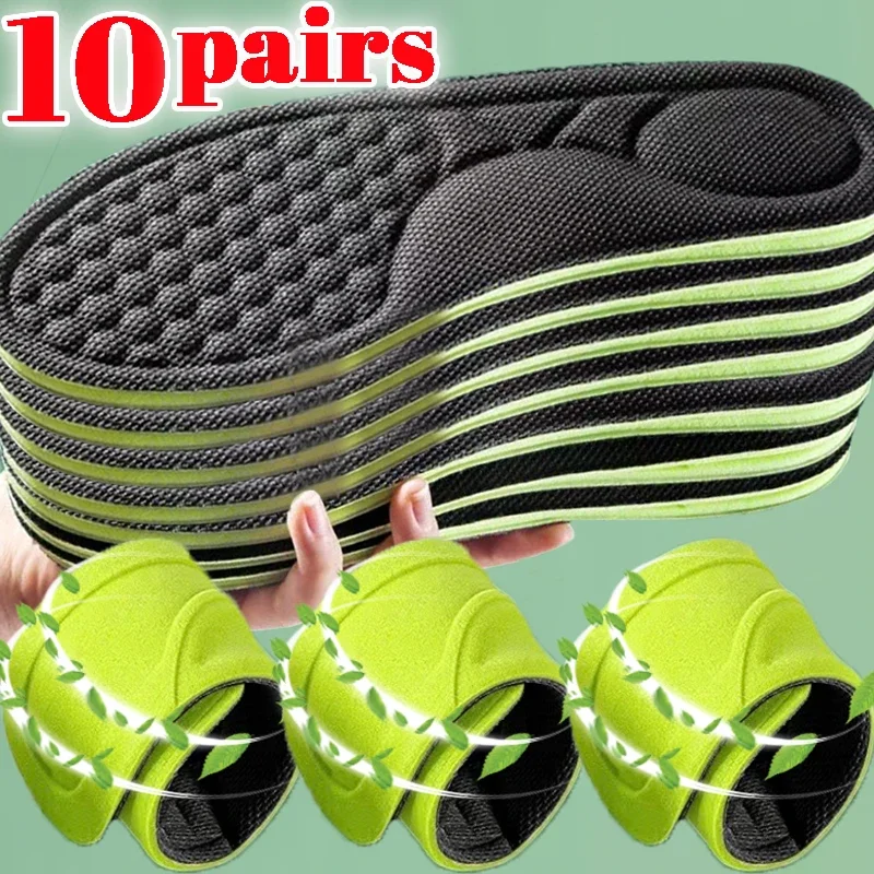 1-10Pairs Memory Foam Orthopedic Insoles Deodorizing Sport Shoe Insole Absorbs Sweat Soft Antibacterial Shoe Accessories Unisex