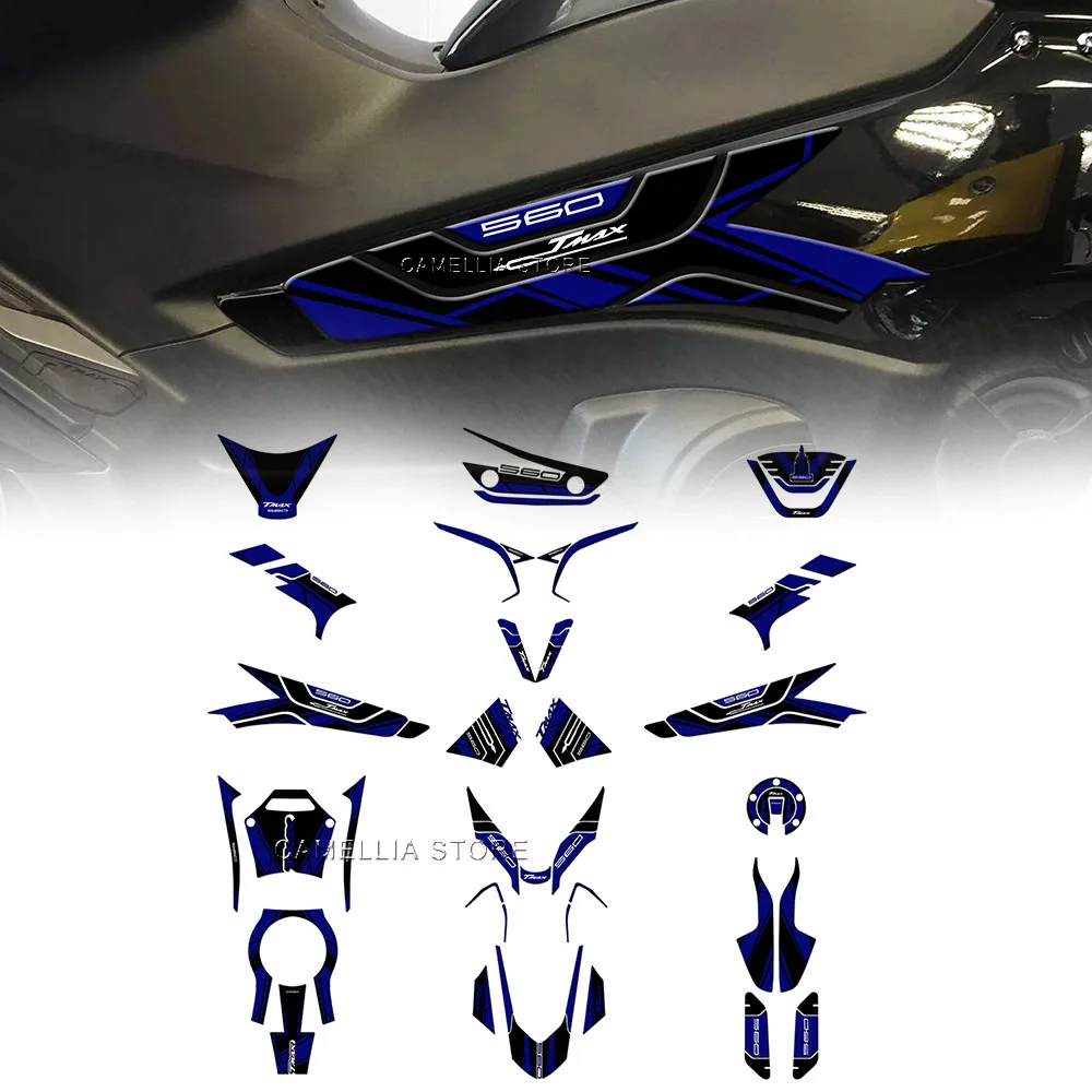 

for Yamaha TMAX 560 Motorcycle Accessories 3d Epoxy Light Blue Fuel Tank Sticker Waterproof Sticker Newly Launched Sticker Set