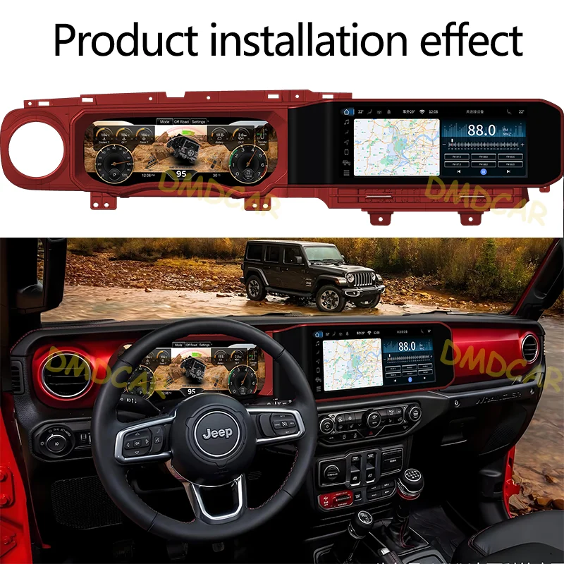 12.3” Android13 Screen LCD Instrument panel CockPit For Jeep Wrangler 2018-2023 Car Digital Dashboard Cluster Speedmeter Display