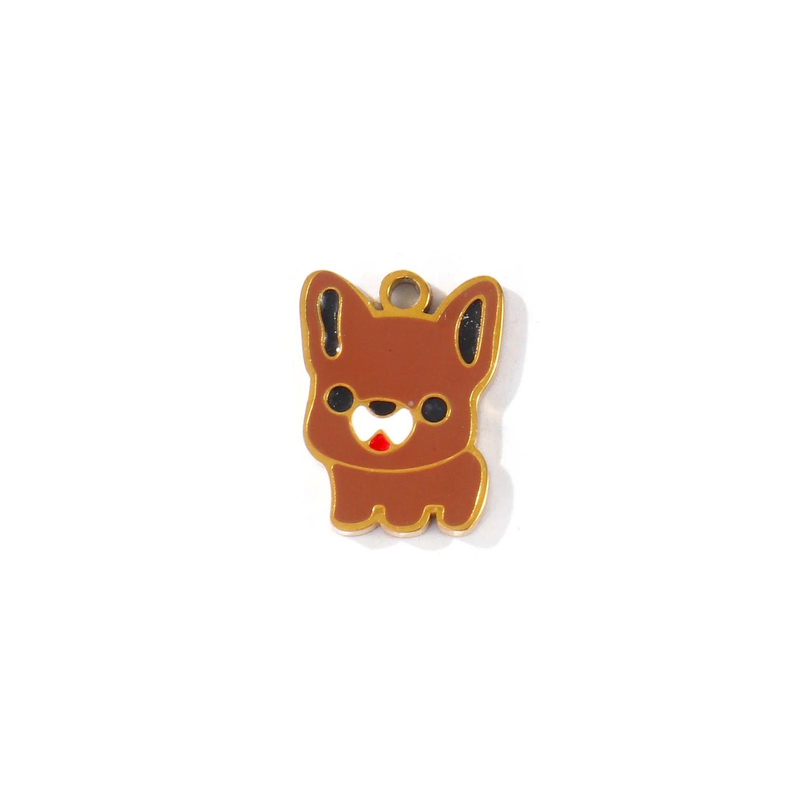2 PCs 304 Stainless Steel Pet Memorial Charms 18K Gold Plated Dog Corgi Husky Animal Enamel Pendants For DIY Necklace Making