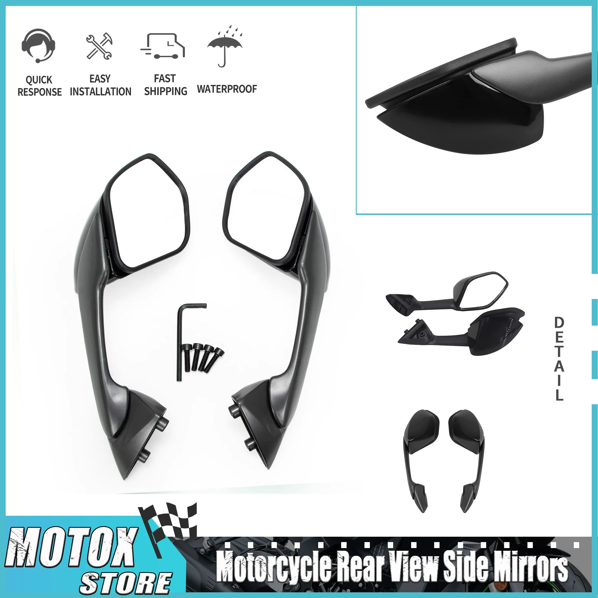 Motorcycle Rear View Mirrors Fit for 2021 - 2025 GSXR1300 GSX1300R Hayabusa GSXR 1300 2022 2023 2024 Rearview Side Mirror