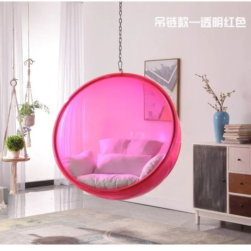 Silla colgante de bola nórdica transparente para salón, sillón espacial, cesta colgante de acrílico con forma de corazón, sillas de Café para habitación de niña