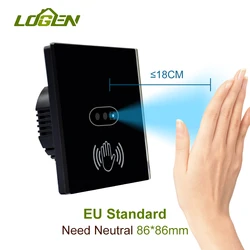 LOUYSGEN Wall Light Switch Hand Sweep Sensor Switch Hand Wave Switch Glass Screen Panel With Touch Infrared Lights