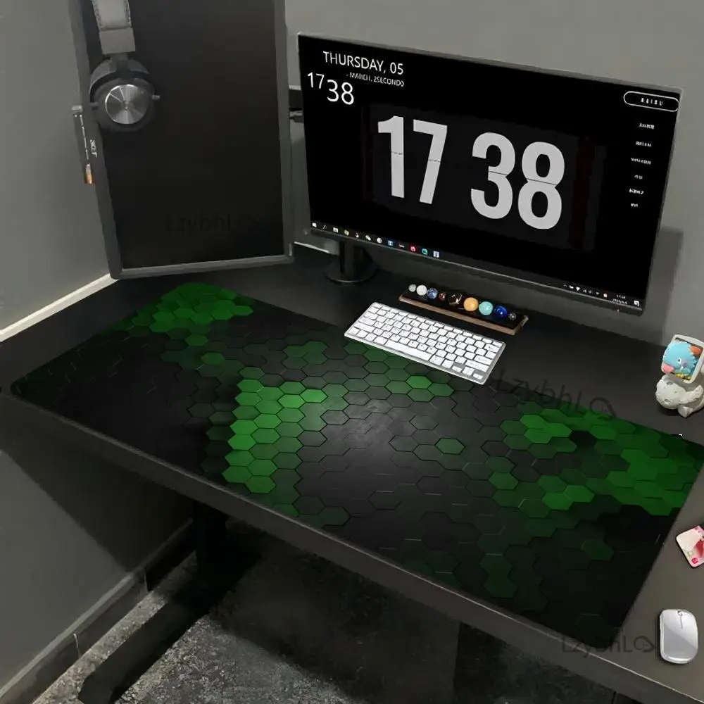 Hexagon Geometry Green Mouse Pad Large Gaming MousePad Anti-Slip Rubber Deskmat XXL Gamer Office Computer Accessories Desk Mat