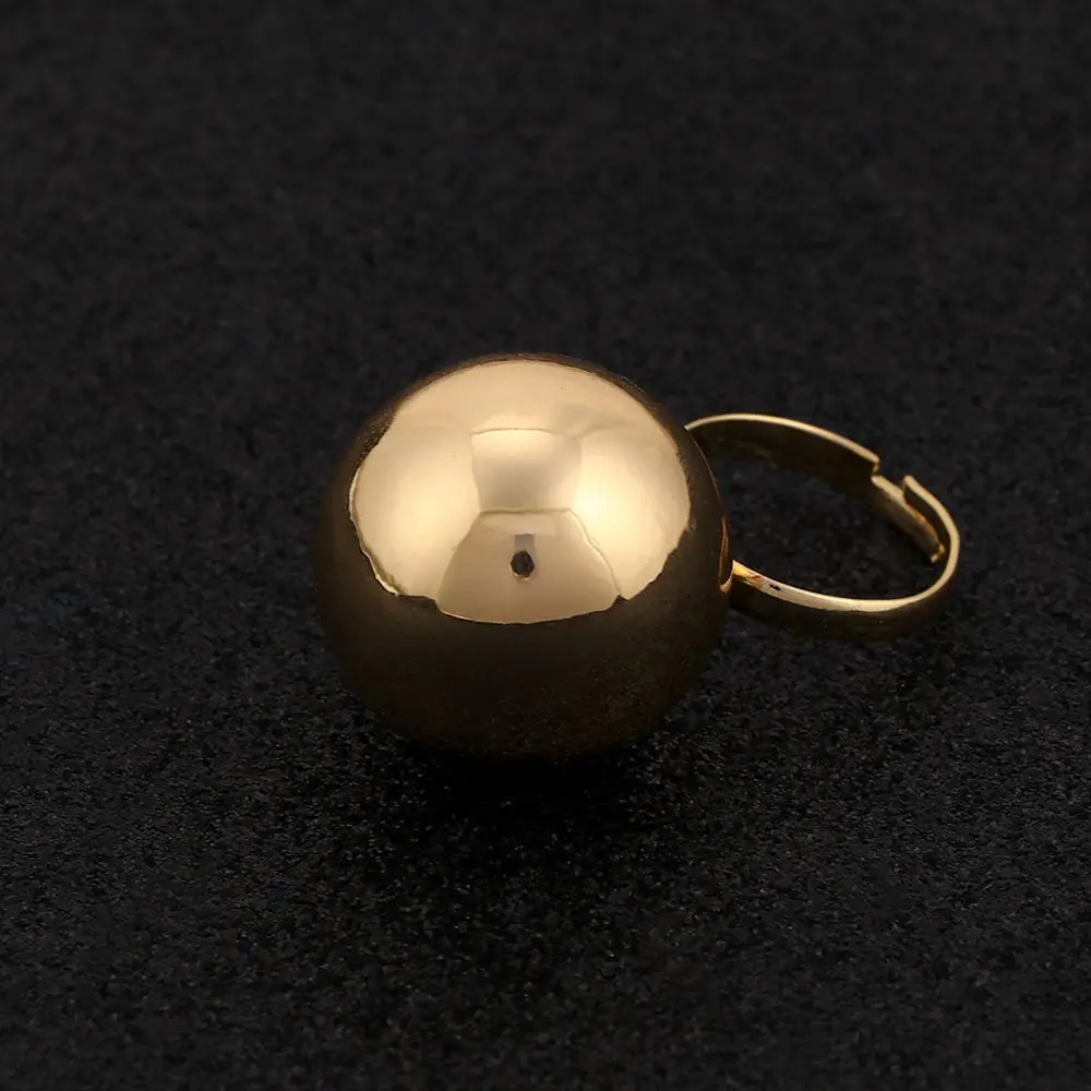 Silver Gold-สีบุคลิกภาพเปิดเครื่องประดับหญิงแหวนผู้หญิงแฟชั่นลูกโลหะขนาดใหญ่