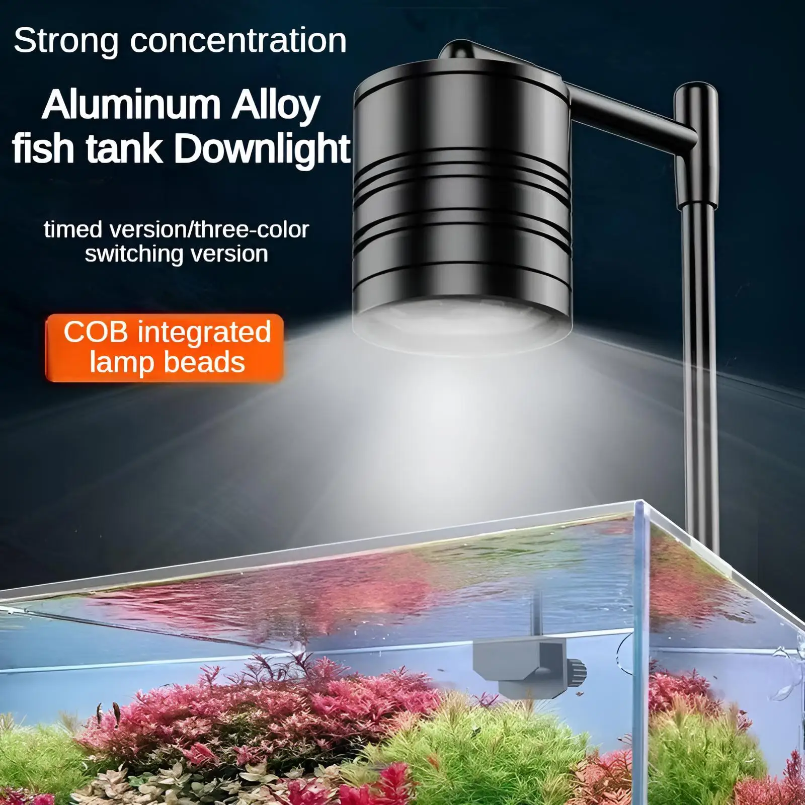 360° Rotatable Aquarium Spotlight 91 CRI 3-Color Timer COB Aluminum