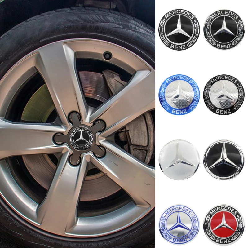 4Pc For Mercedes Benz C180 C200 C260 W124 W140 W126 W168 W176 56mm 60mm 65mm Car Wheel Hub Cap Center Sticker Emblem Badge Decal view 4