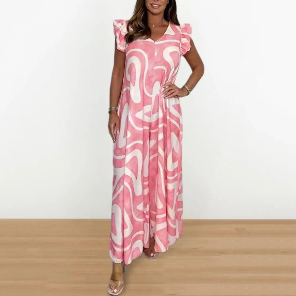 Women Commute Jumpsuit Women Jumpsuit Stylish Summer Jumpsuit Vibrant Print Details Wide-leg Design for Effortless Vacation