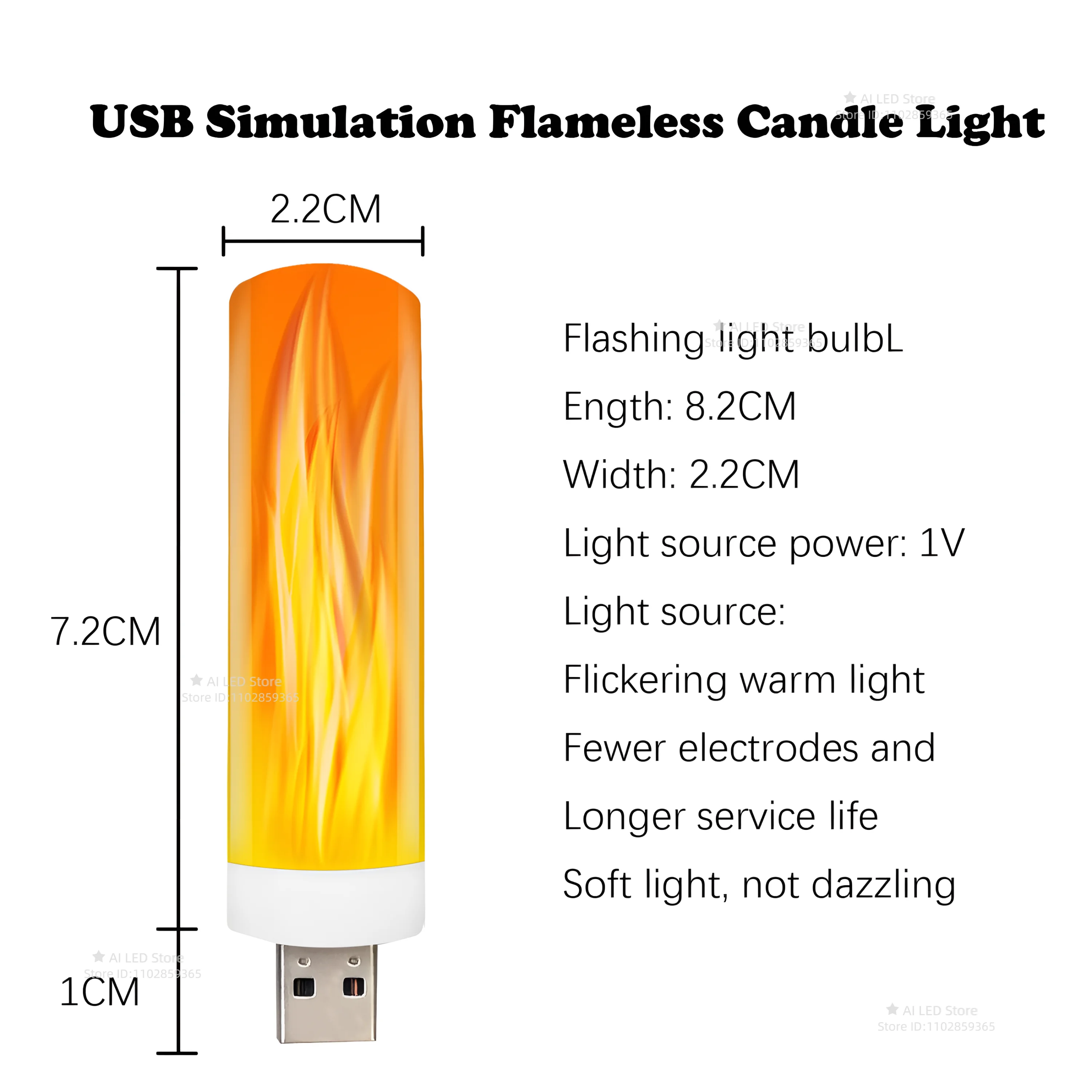 LED Flame Effect Light USB Imitating Flickering Small Candle Night Lamp Atmosphere Bulbs For Indoor Outdoor Home Party Decor
