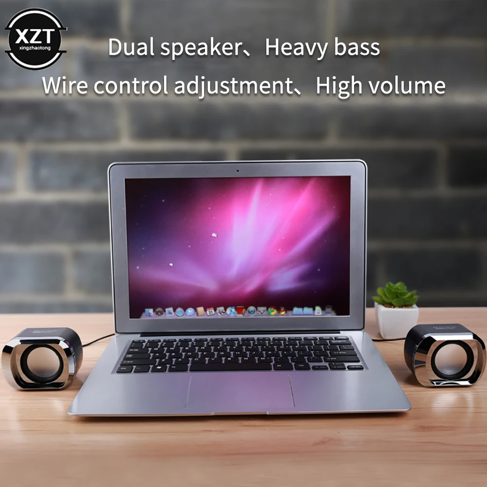 Portable USB2.0 Subwoofer Small Speaker Computer Speaker High power Full Range Stereo PC Speaker For Laptop Phone TV