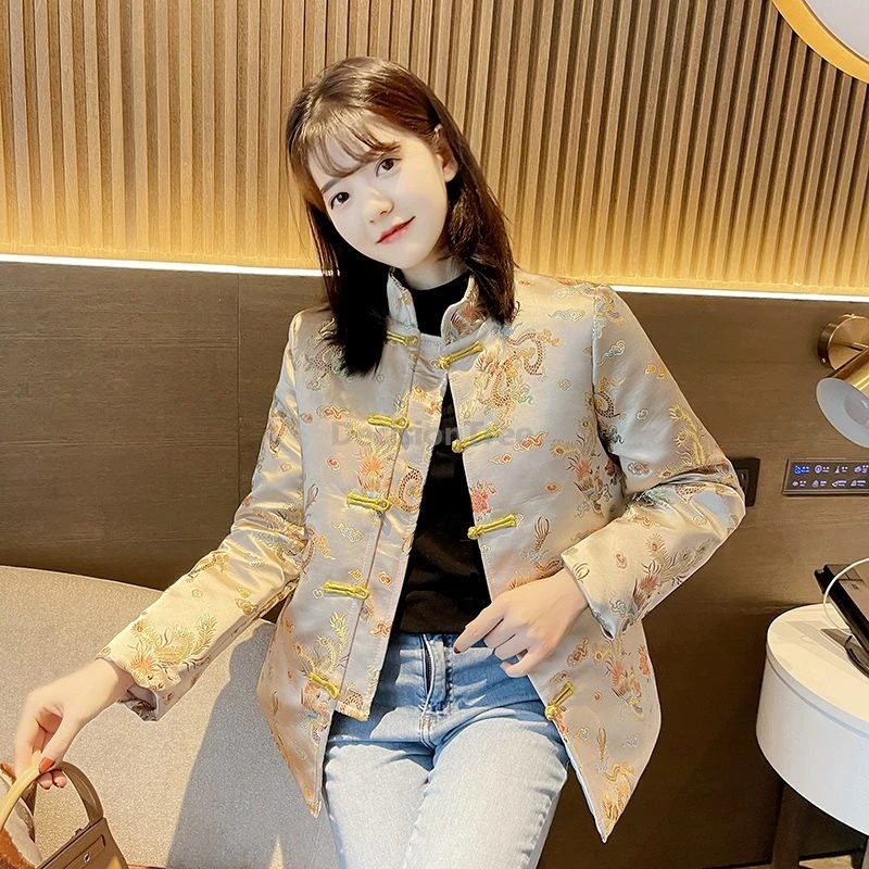 

2025 vintage high end chinese cotton garment dainty embroideried retro tang suit coat winter daily versatile fashionable coat