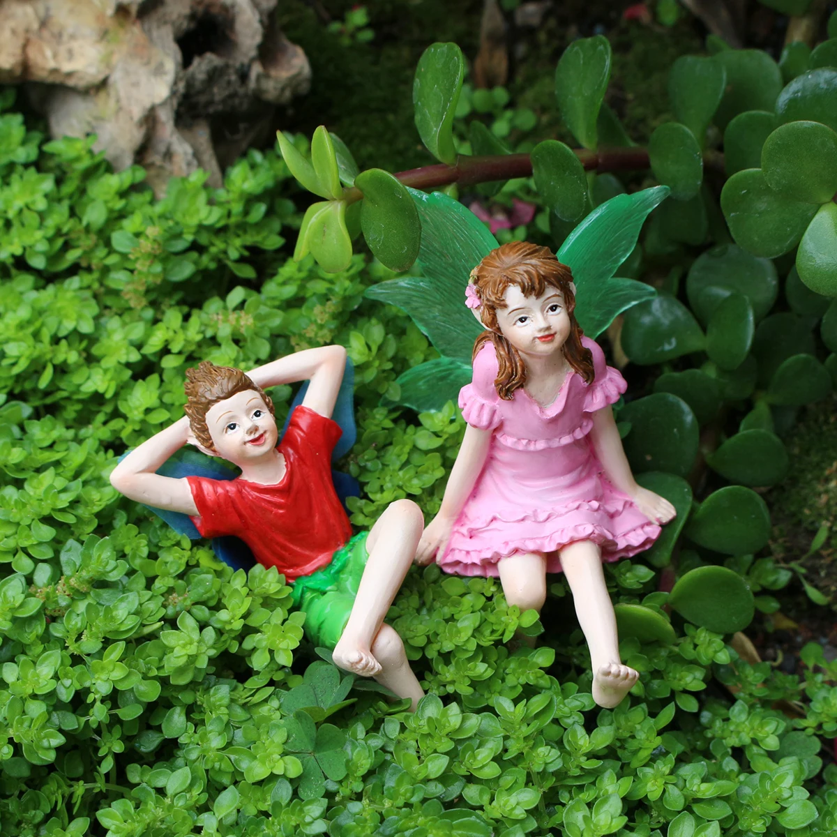 2pcs Couples Looking Up at the Starry Sky Flower Fairy, Valentine\'s Day Gift, Creative Outdoor Garden Bonsai Decoration Ornament