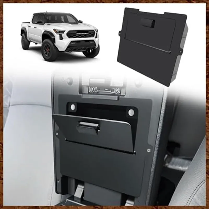 

Center Console Hidden Organizer Compatible For Toyota Tacoma 2024 Accessories ABS Magnet Armrest Hidden Storage Box