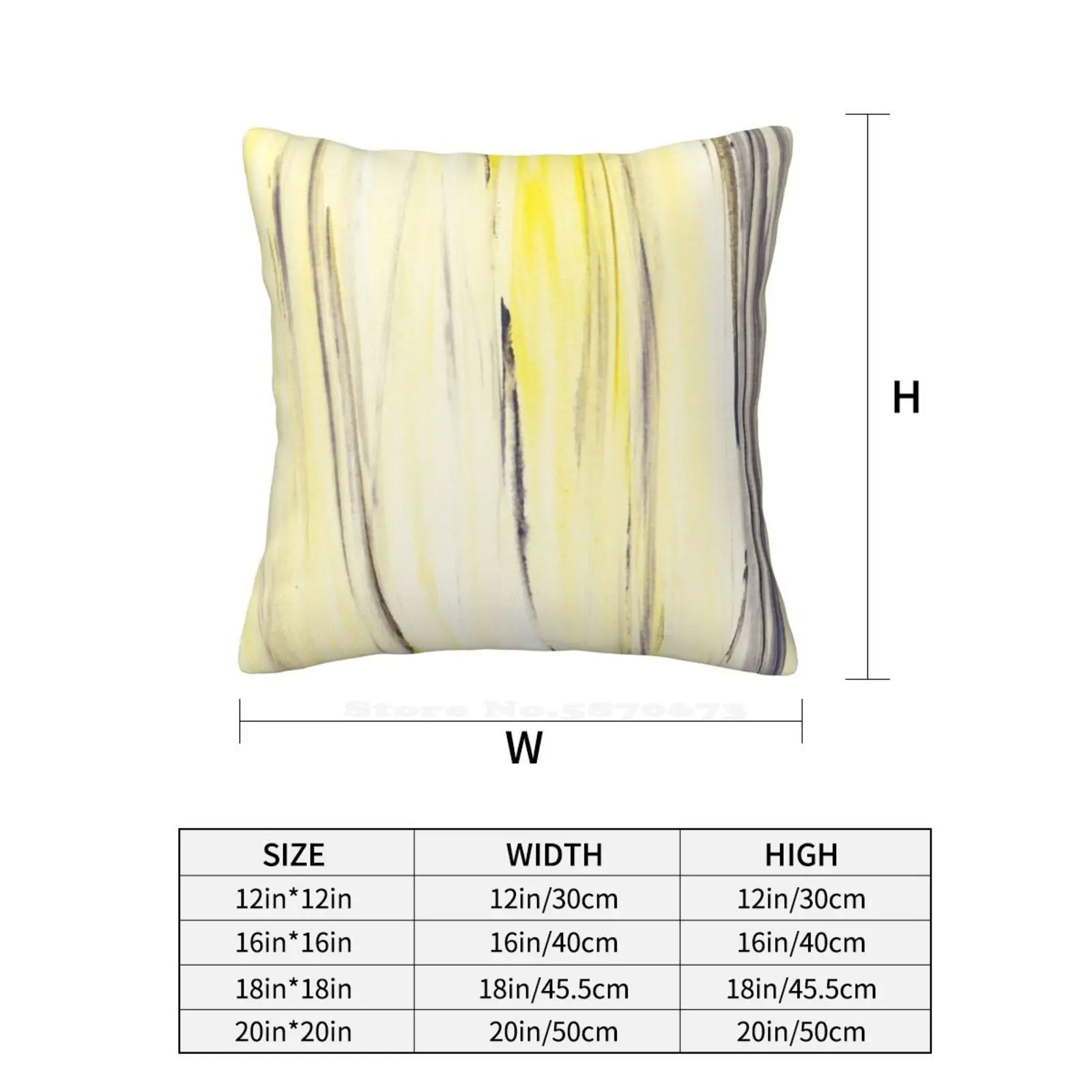 Yellow Breeze Home Sofa Car Waist Throw Pillowcase Yellow Grey Gray Watercolour Brush Pastel Pattern Wooden