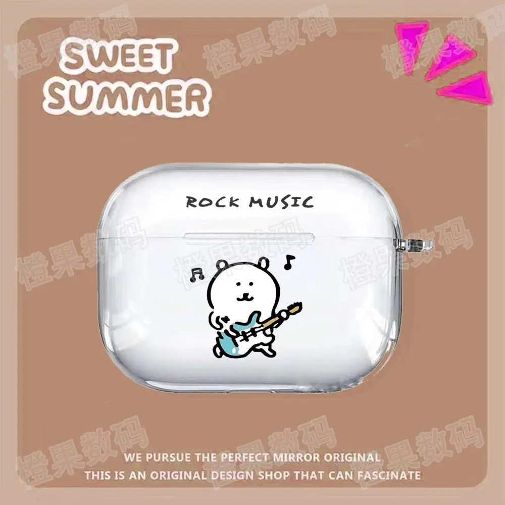 Cute Bear Guitar Wireless Bluetooth Earphone Case For Airpods Pro3 Pro2 Pro Cover For Airpods 1 2 3 4 Hanging Ear Silicon Shell