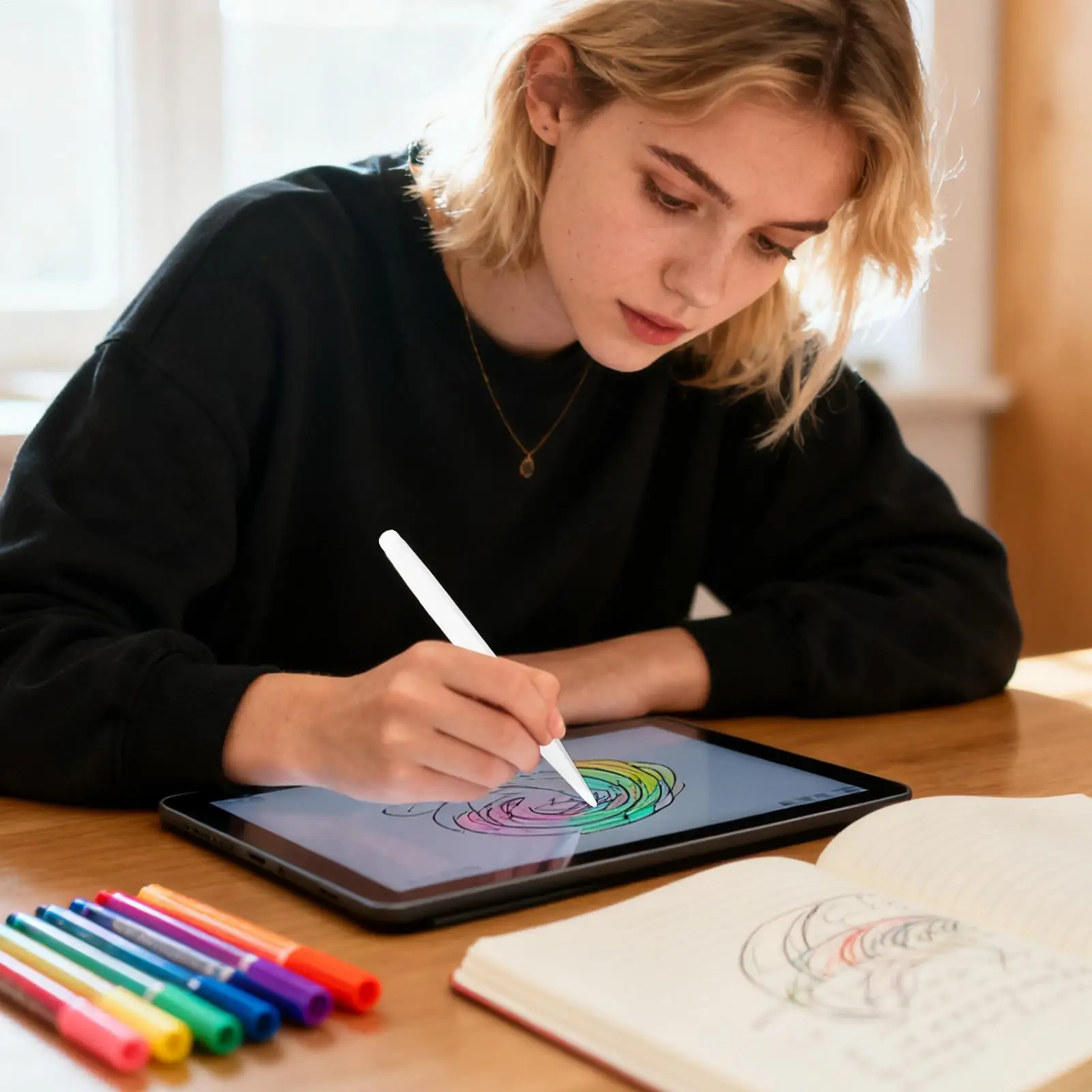 Tablet Pen High Precision Double Head Digital Pen With Pressure Sensor For Drawing Artistic Note-Taking Presentation Education
