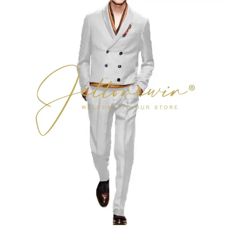 Latest Coat Pant Design 2025 Double Breasted Suits Men 2 Piece Set Formal Tuxedo Slim Fit Men Clothing Wedding Prom Dresses
