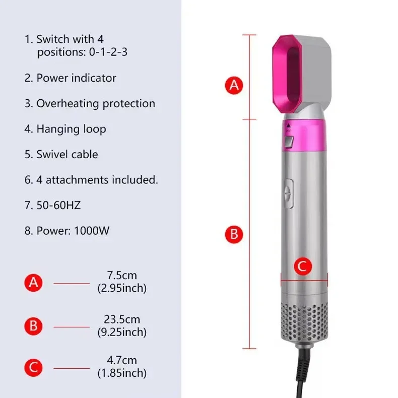 Home hair dryer, new five in one hot air comb, automatic curling iron, hair styling comb curling iron  wet hair straightener