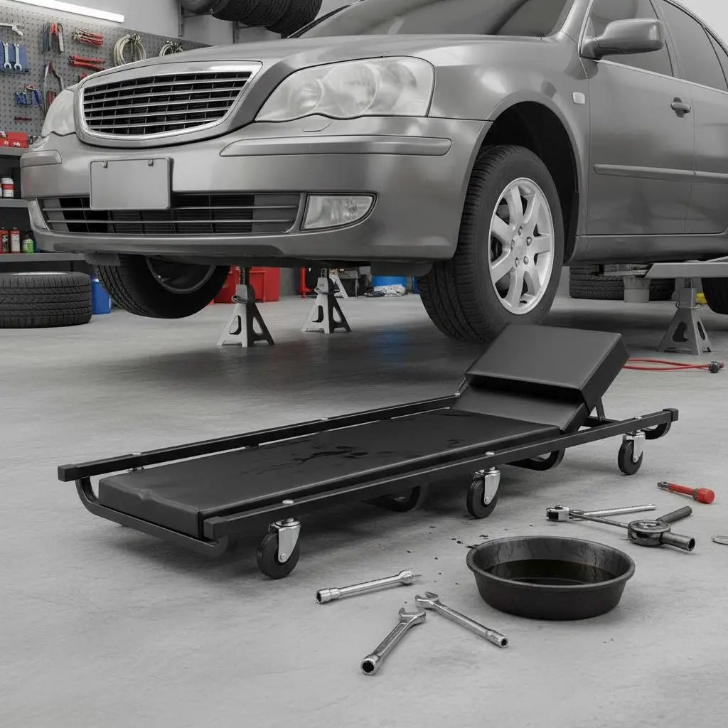 

Автомобильная передвижная тележка 40 дюймов для гаражей, ремонтных мастерских, DIY-проектов, грузоподъемность 300 фунтов, прочная стальная рама, регулируемая.