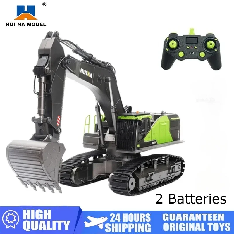 HUINA 1593 1/14 RC Excavator Truck Alloy 2.4GHz Radio Controlled Car 22 Channel Construction Vehicle Sound Toys for Boys Gifts