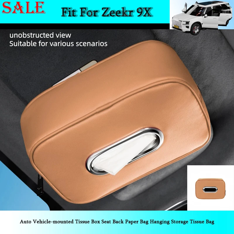 Fit for Zeekr 9X 2025 2026 Auto Vehicle-mounted Tissue Box Seat Back Paper Bag Hanging Storage Tissue Bag Auto Interior Supplies