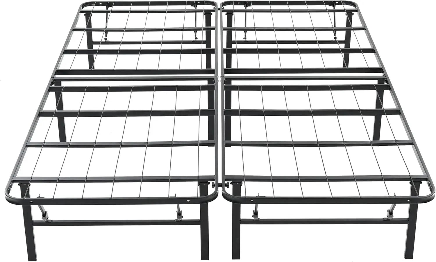 Folding Metal Bed Frame, 14" Platform Mattress Foundation, No Box Spring Needed, Queen